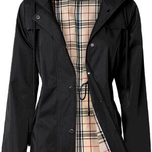 Women's Long Hooded Rain Jacket Outdoor Raincoat Windbreaker